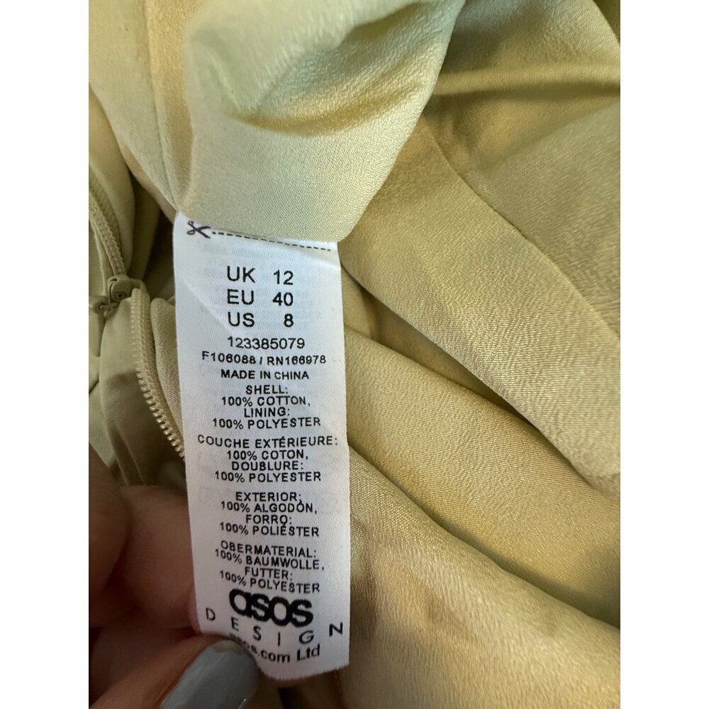 Asos Design Cotton Structured Mini Dress With Corset Detail In Light Green Sz 8 - Picture 10 of 12